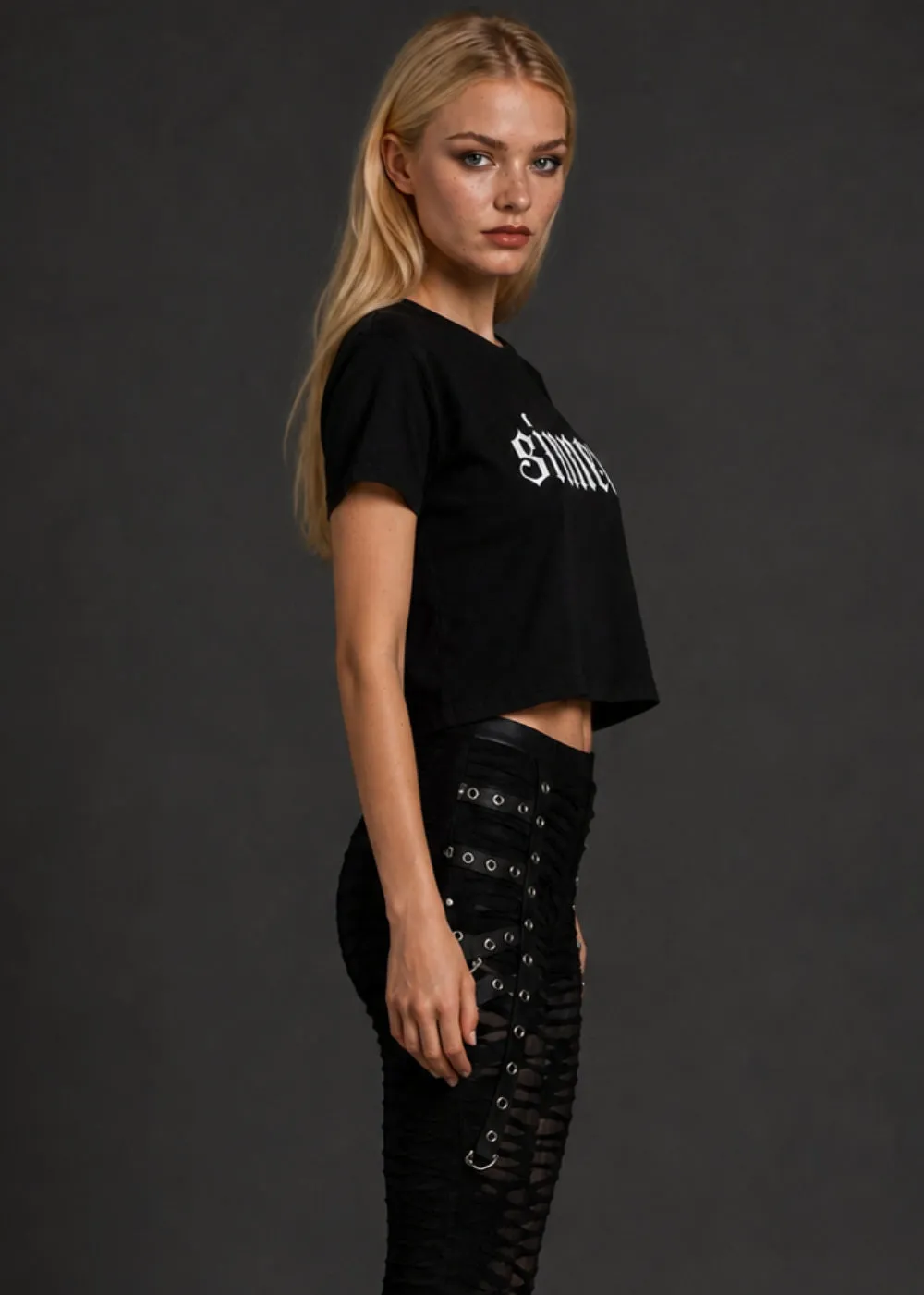 Sinner Gothic Crop Top Shirt sold by Pretty Attitude product image thumbnail 3