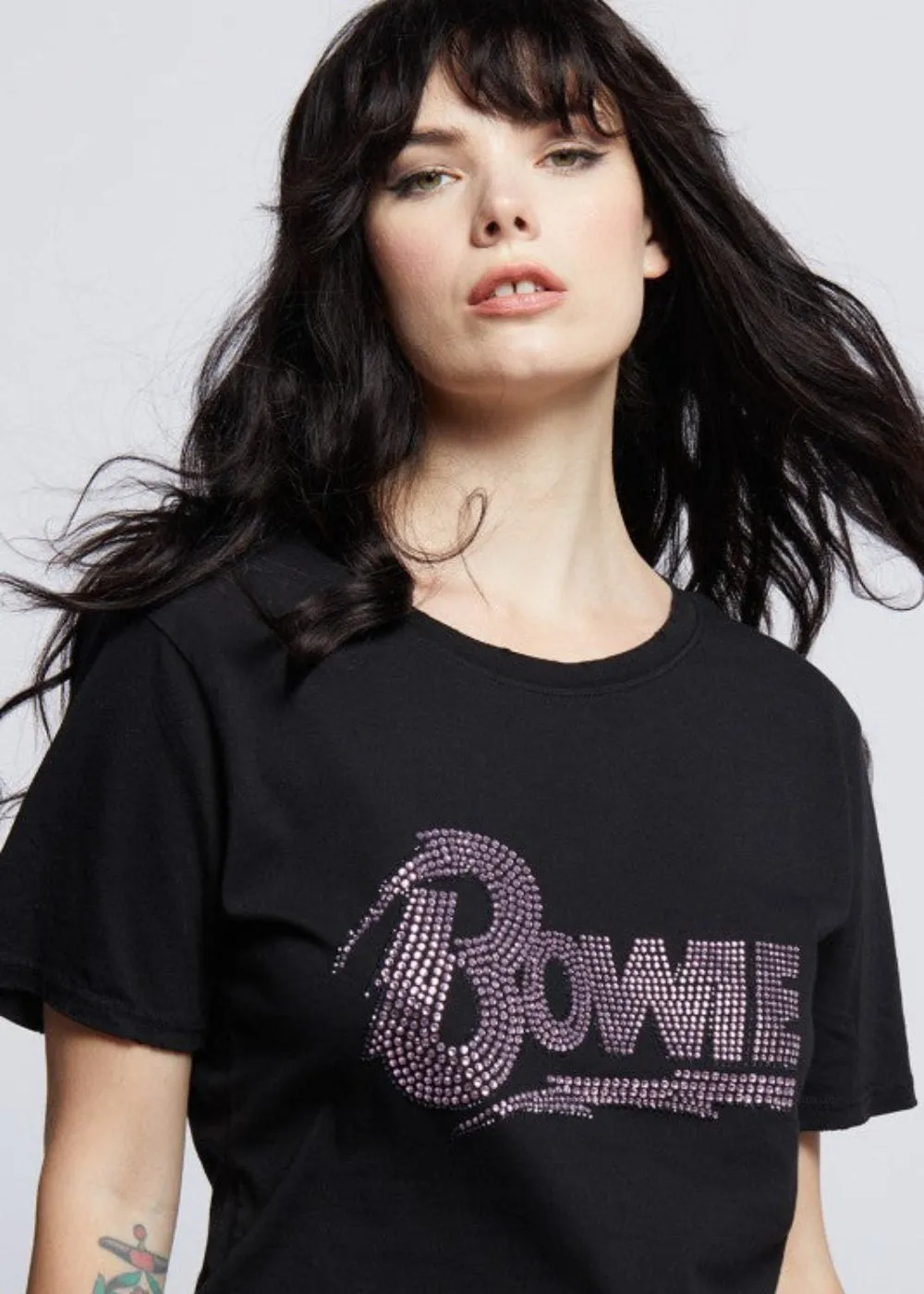 Bowie Crystal Boyfriend Tee | David Bowie Pink Crystal Oversized T-Shirt sold by Pretty Attitude product image thumbnail 2