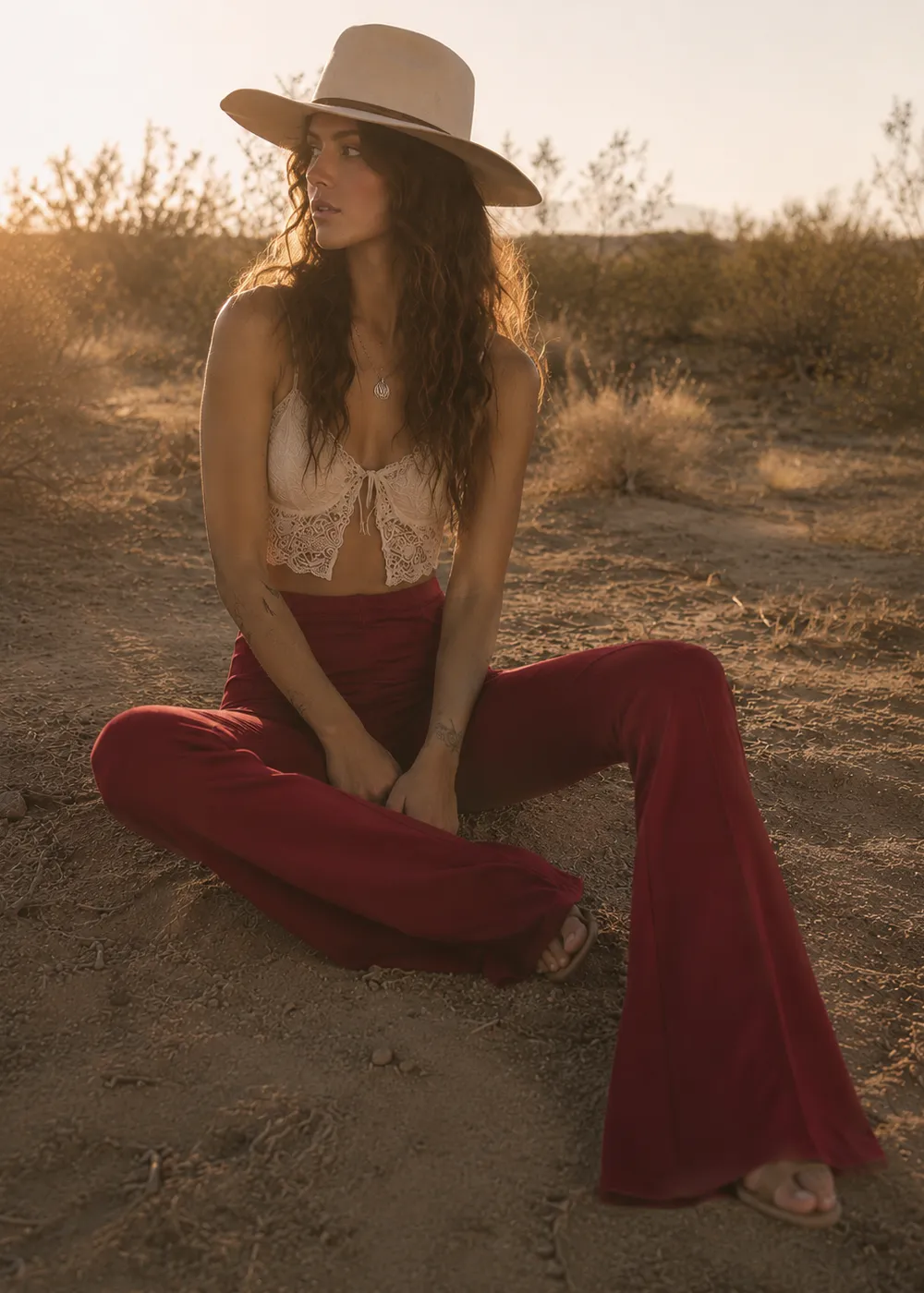 Burgundy Bell Bottom Pants sold by Pretty Attitude product image thumbnail 2