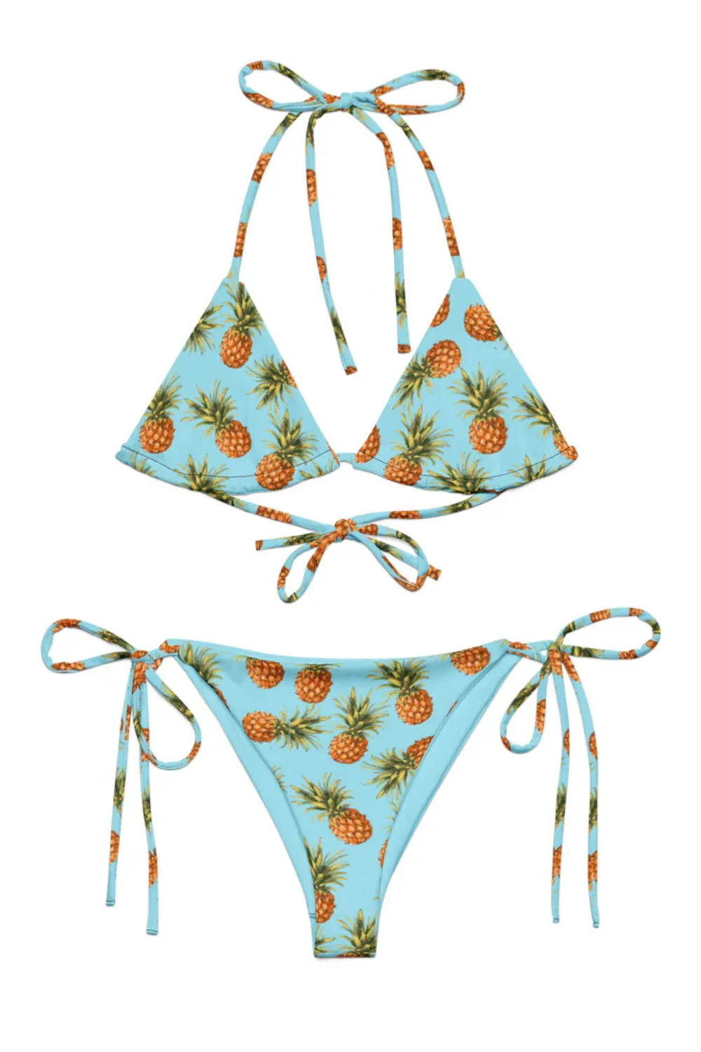 Pineapple Print String Bikini Tropical Retro Swimwear sold by Pretty Attitude product image thumbnail 2