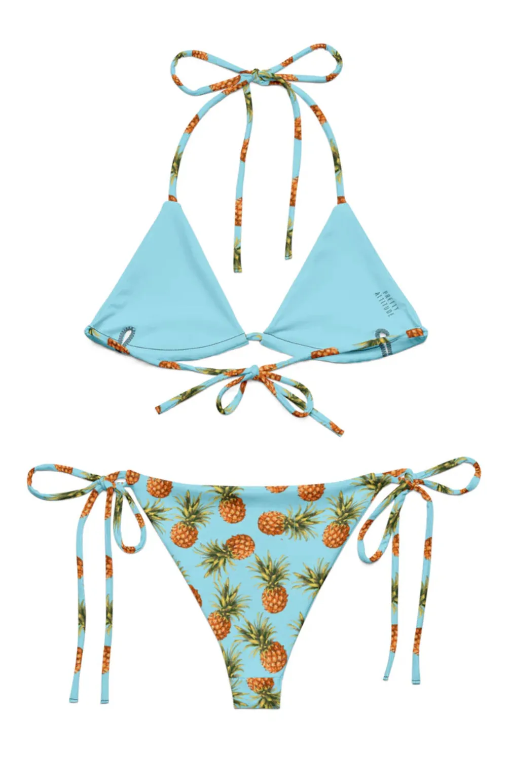 Pineapple Print String Bikini Tropical Retro Swimwear sold by Pretty Attitude product image thumbnail 3