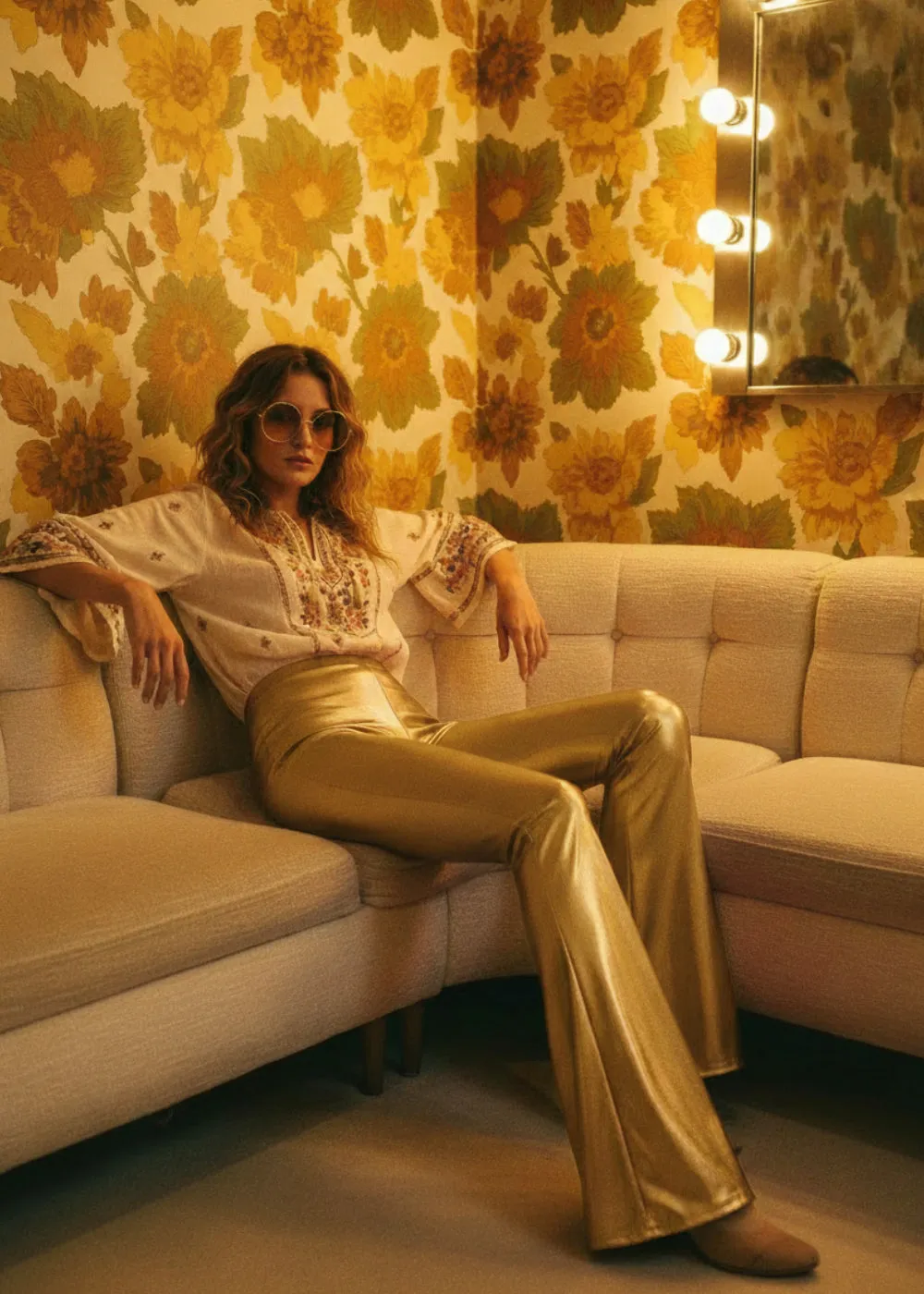 Gold Metallic Faux Leather Bell Bottoms | Flare Pants sold by Pretty Attitude product image thumbnail 2