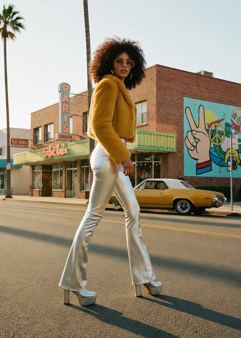 Silver Metallic Bell Bottom Flare Pants sold by Pretty Attitude product image thumbnail 3