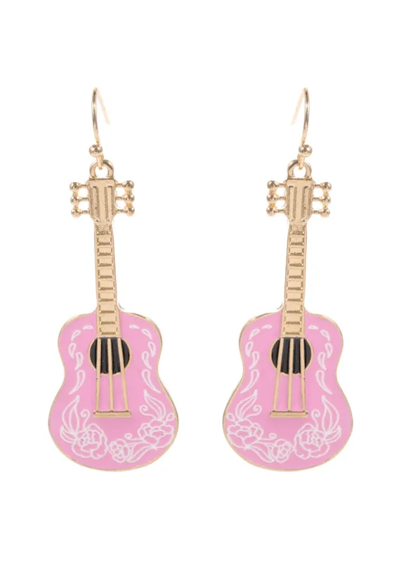 Pink Acoustic Guitar Earrings Acoustic made by Pretty Attitude