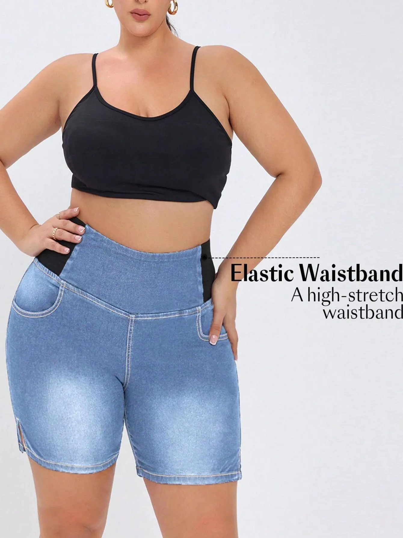 Plus Size High Waist Stretch Denim Shorts for Women Curvy Slimming Jean Shorts sold by Good American Jeans product image thumbnail 4