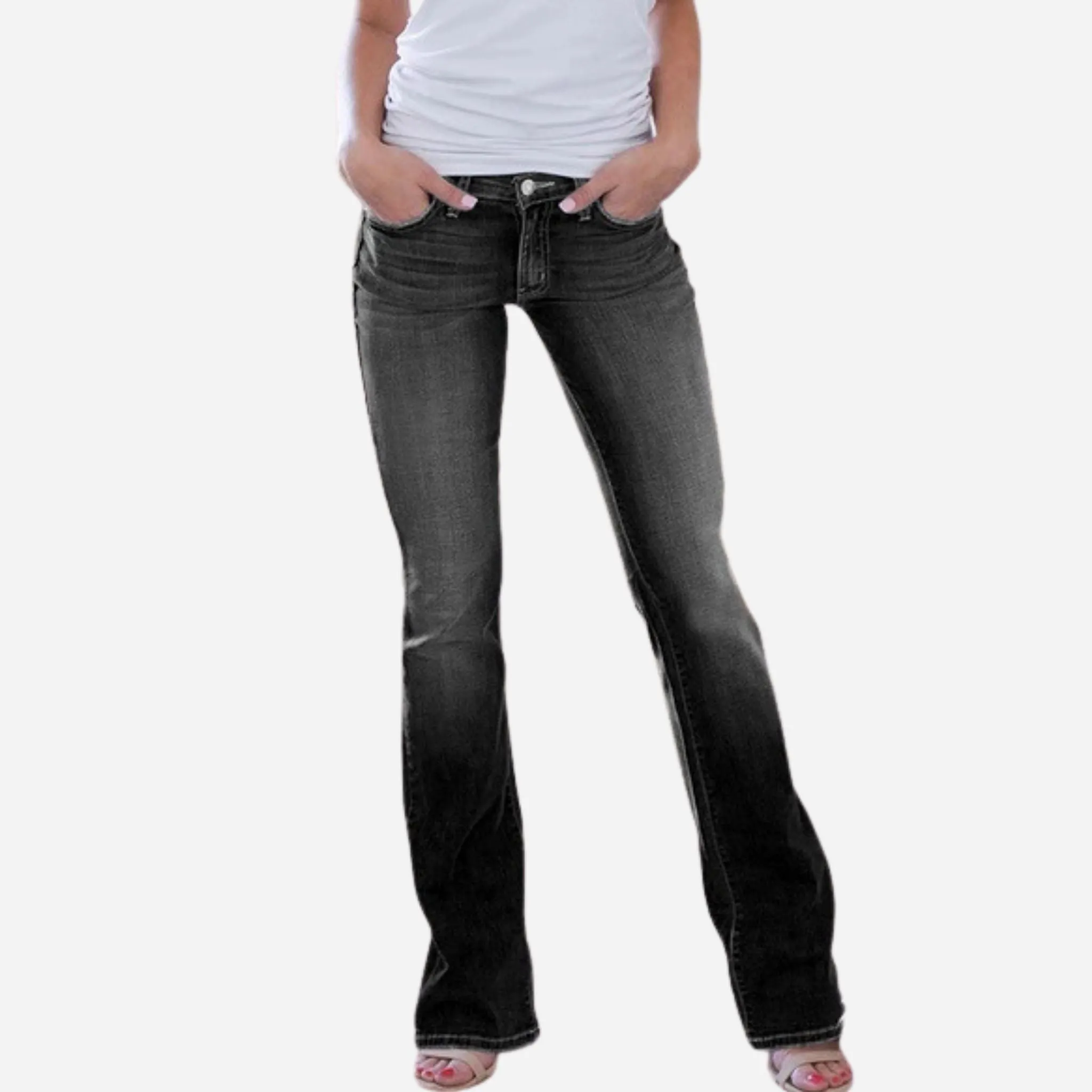 Women's Low Rise Flare Jeans Bootcut Denim Pants Slim Fit Stretch Trousers sold by Good American Jeans