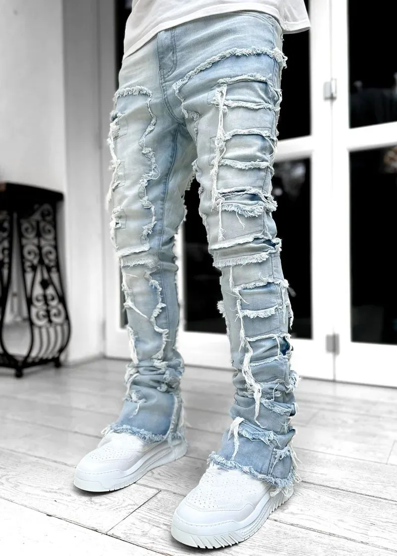 Stacked Jeans Men‘s Destroyed Skinny Jeans Goth Harajuku Hip Hop Denim sold by Good American Jeans product image thumbnail 5