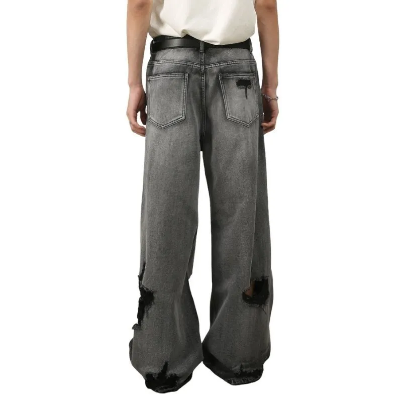 Men’s Ripped Baggy Jeans Y2K Wide Leg Loose Fit Denim Streetwear Pants sold by Good American Jeans product image thumbnail 2