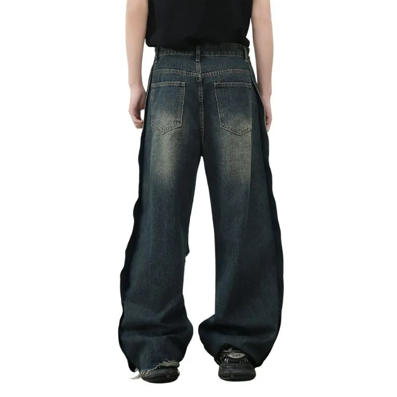 Men's Baggy Ripped Jeans Wide Leg Hip Hop Loose Fit Denim Y2k Streetwear sold by Good American Jeans product image thumbnail 2