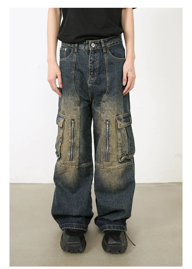 Men’s Multi-Pocket Cargo Jeans Y2K Streetwear Baggy Wide Leg Denim Trousers sold by Good American Jeans product image thumbnail 3