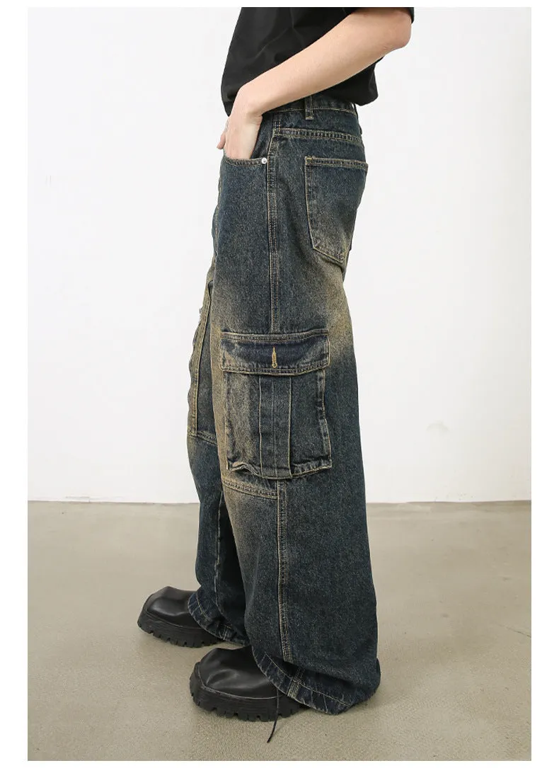 Men’s Multi-Pocket Cargo Jeans Y2K Streetwear Baggy Wide Leg Denim Trousers sold by Good American Jeans product image thumbnail 4
