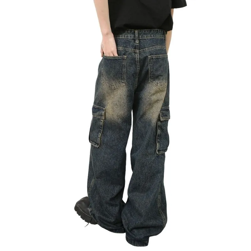 Men’s Multi-Pocket Cargo Jeans Y2K Streetwear Baggy Wide Leg Denim Trousers sold by Good American Jeans product image thumbnail 2