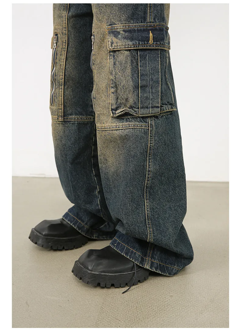 Men’s Multi-Pocket Cargo Jeans Y2K Streetwear Baggy Wide Leg Denim Trousers sold by Good American Jeans product image thumbnail 5
