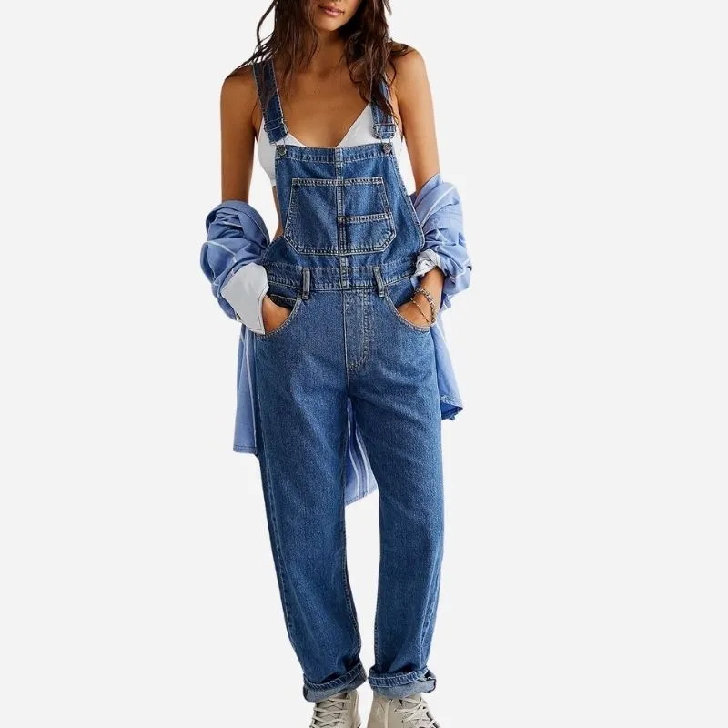 Denim Overalls Jumpsuit Rompers Women Baggy Bib Long Pants Jeans Streetwear sold by Good American Jeans