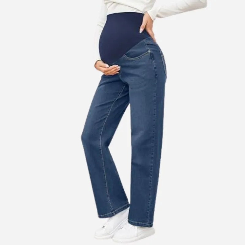 Women's Maternity Jeans Straight Leg Pants Relaxed Fit Pregnancy Denim Trousers sold by Good American Jeans