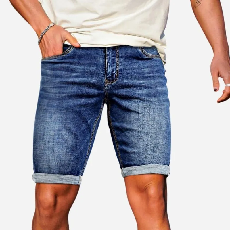 Denim Shorts Stretch Cuffed Skinny Jean Short Pants for Men sold by Good American Jeans