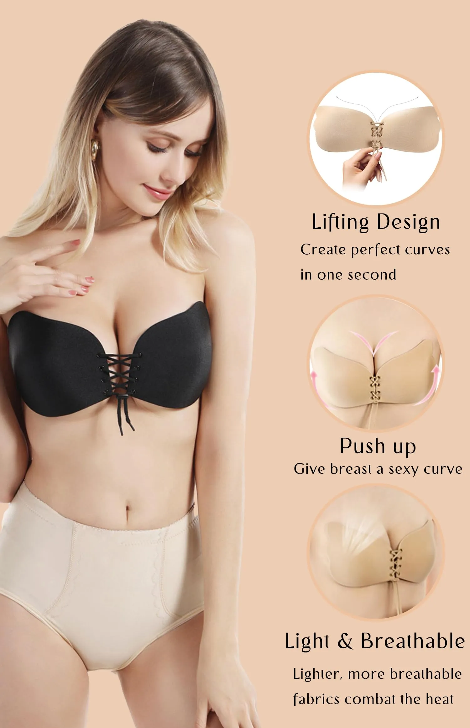2 Pairs Sticky Bra Strapless Adhesive Invisible Push up Bra for Women sold by Good American Jeans product image thumbnail 5
