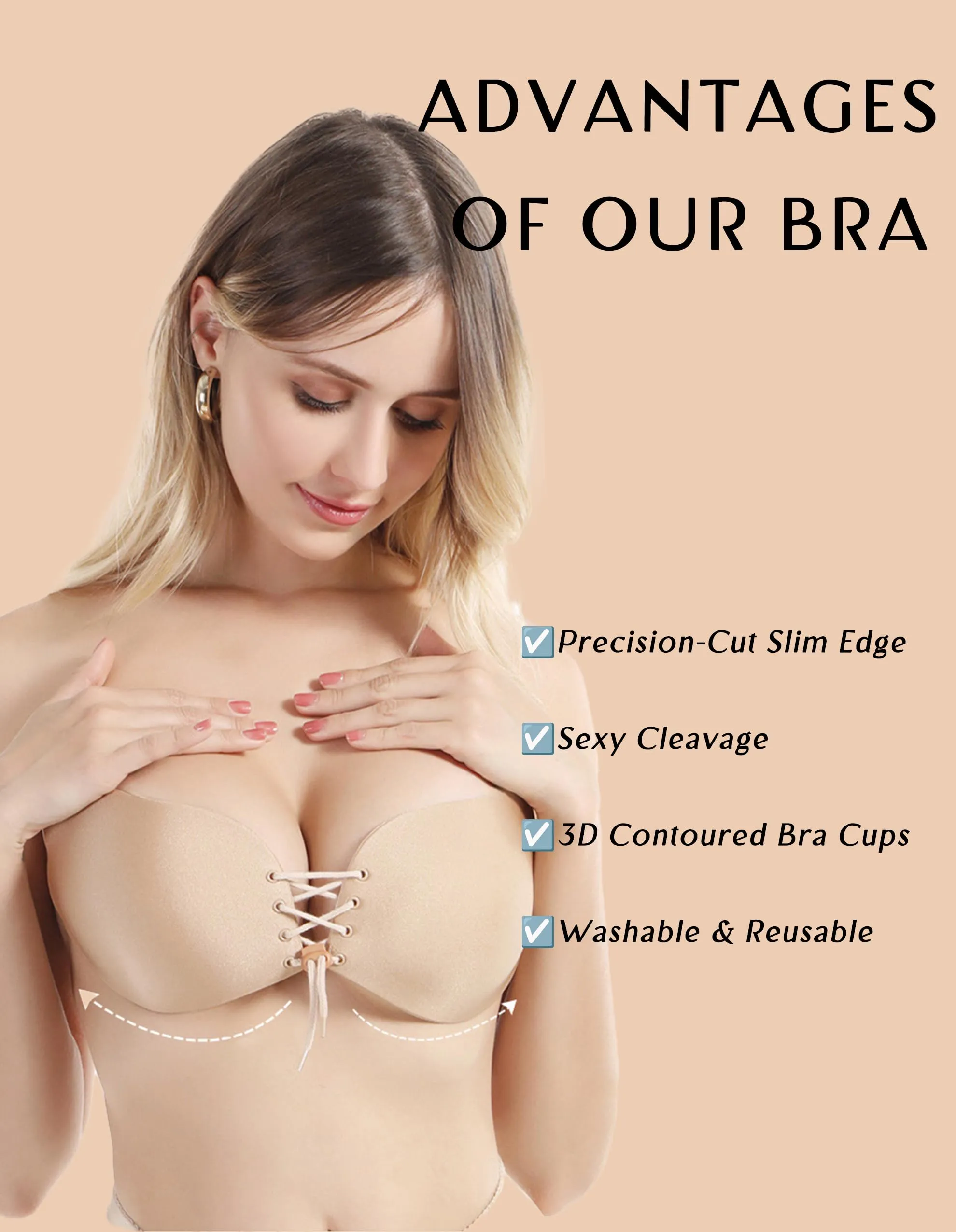 2 Pairs Sticky Bra Strapless Adhesive Invisible Push up Bra for Women sold by Good American Jeans product image thumbnail 3