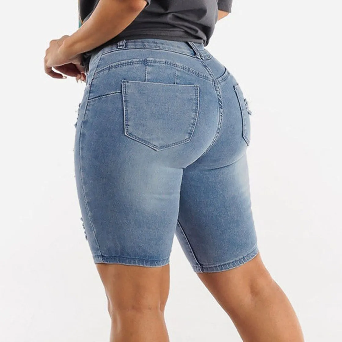 Women Plus Size Denim Shorts High Waisted Ripped Distressed Jean Shorts sold by Good American Jeans product image thumbnail 2