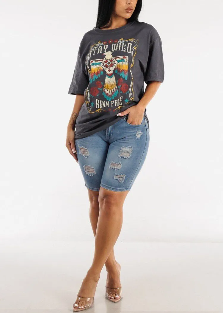 Women Plus Size Denim Shorts High Waisted Ripped Distressed Jean Shorts sold by Good American Jeans product image thumbnail 3