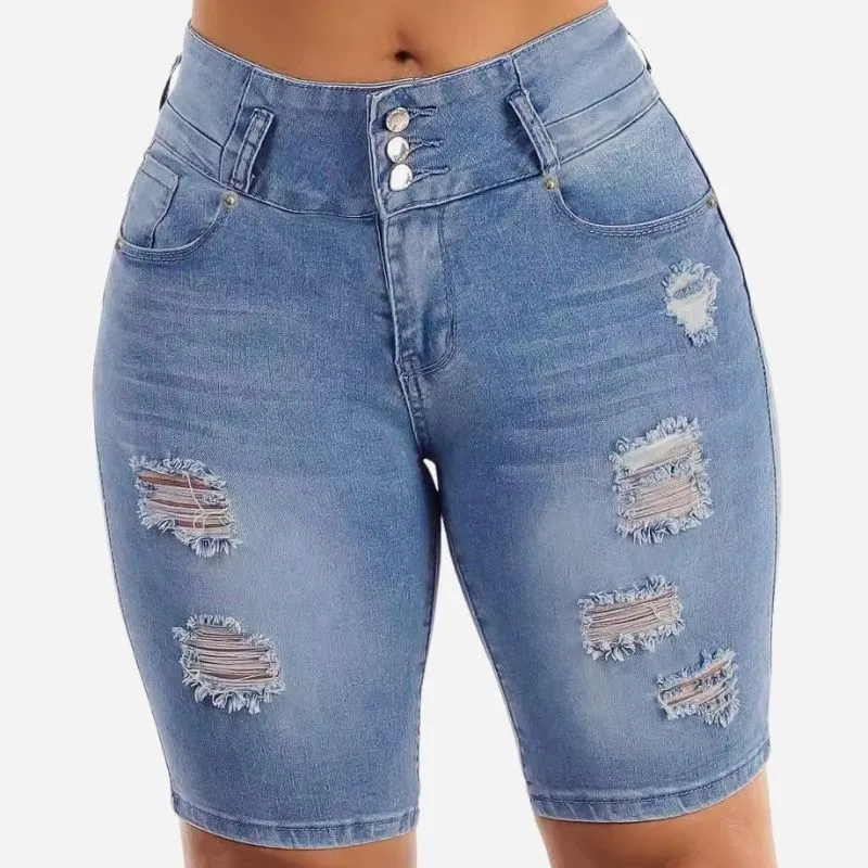 Women Plus Size Denim Shorts High Waisted Ripped Distressed Jean Shorts sold by Good American Jeans