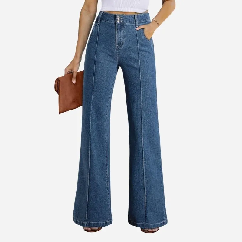Women's Wide Leg Flare Jeans High Waisted Stretch Baggy Denim Pants sold by Good American Jeans