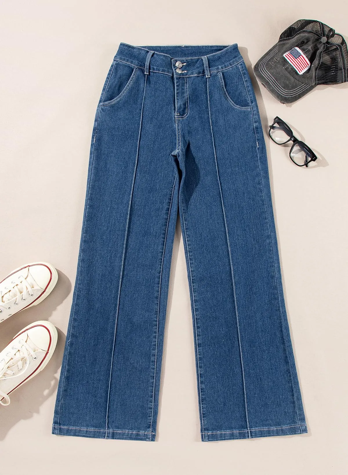 Women's Wide Leg Flare Jeans High Waisted Stretch Baggy Denim Pants sold by Good American Jeans product image thumbnail 5