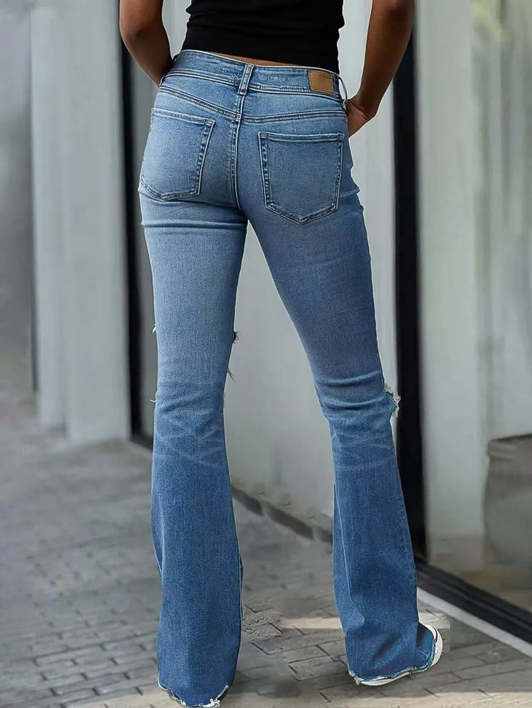 Women's Ripped Bell Bottom Jeans Bootcut Denim Flare Jeans Pants sold by Good American Jeans product image thumbnail 2