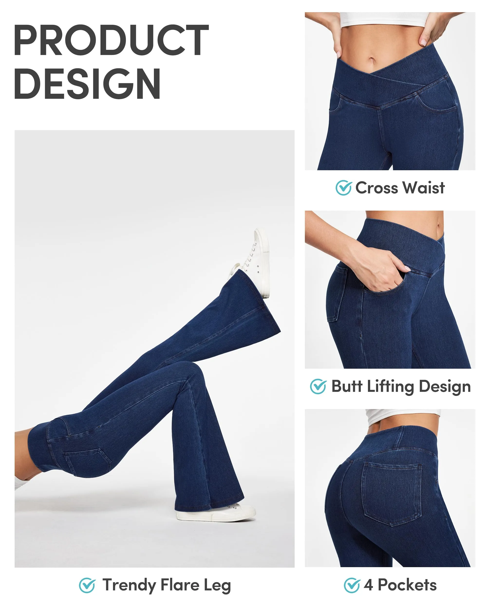 Bell Bottom Jeans Women High Waisted Flare Jeans Leggings Sweatpants sold by Good American Jeans product image thumbnail 5