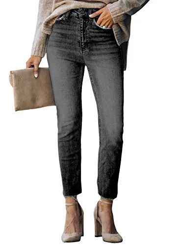 Women's Skinny Jeans Stretch Trendy Pants Straight Leg Raw Hem Denim sold by Good American Jeans product image thumbnail 4