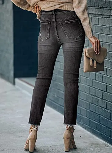 Women's Skinny Jeans Stretch Trendy Pants Straight Leg Raw Hem Denim sold by Good American Jeans product image thumbnail 2