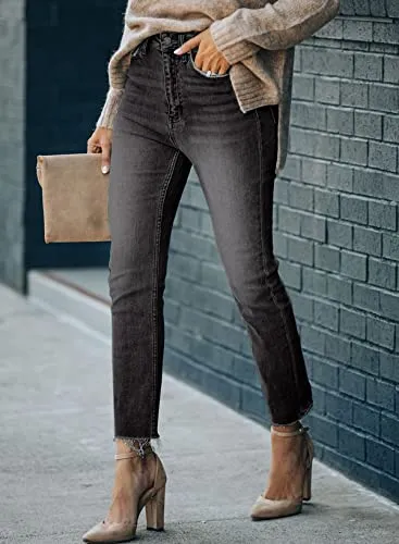 Women's Skinny Jeans Stretch Trendy Pants Straight Leg Raw Hem Denim sold by Good American Jeans product image thumbnail 3