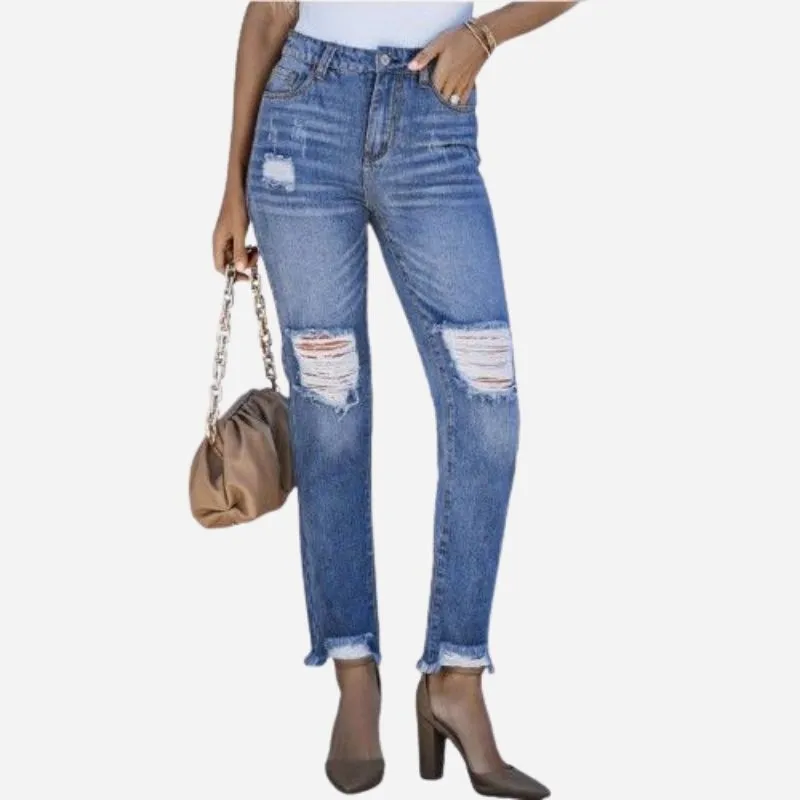 Women's Skinny Jeans Stretchy Ripped Distressed Denim Pants sold by Good American Jeans