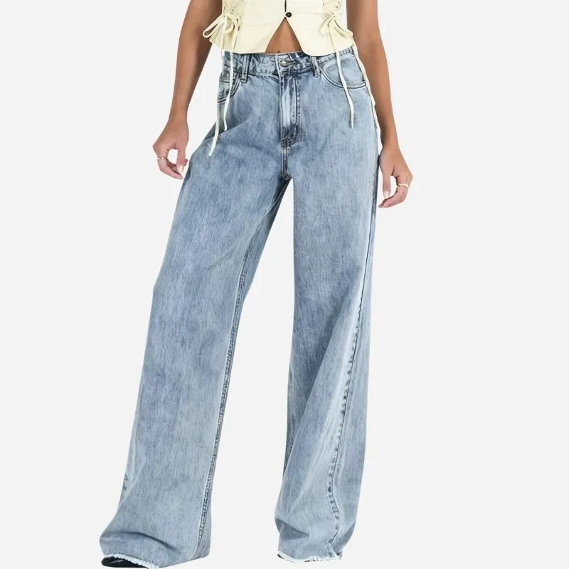 Baggy Jeans for Women Wide Leg Straight Trousers Floor Length Palazzo Denim sold by Good American Jeans