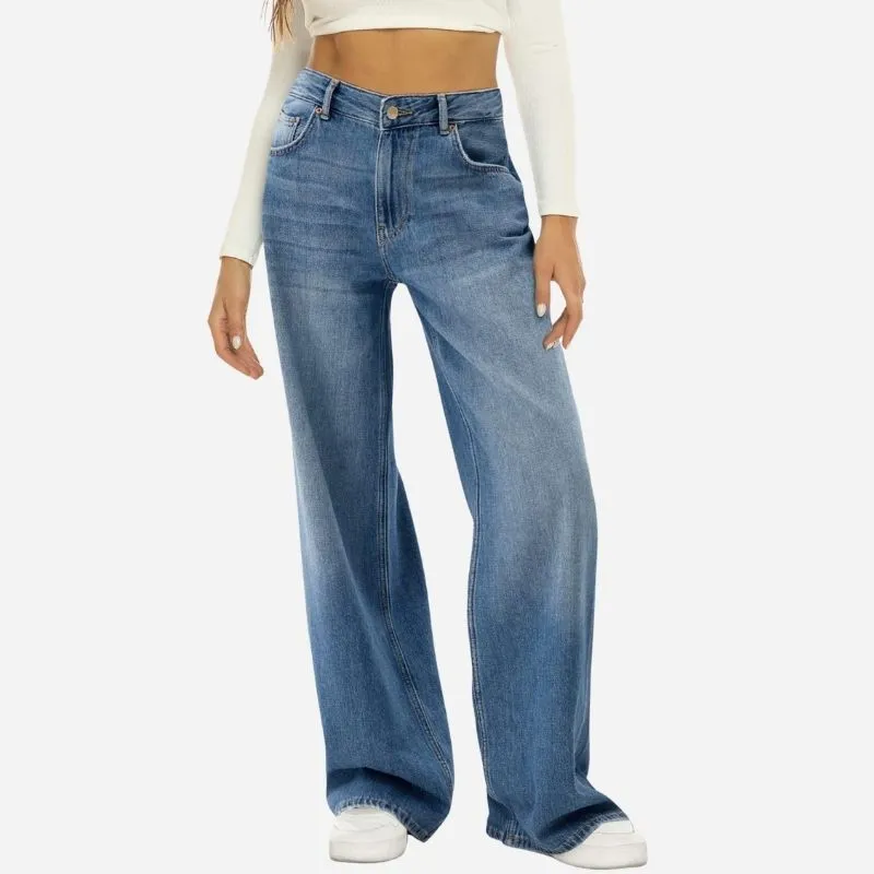Women's Wide Leg Baggy Jeans Loose Fit High Waisted Straight Leg Denim Pants sold by Good American Jeans