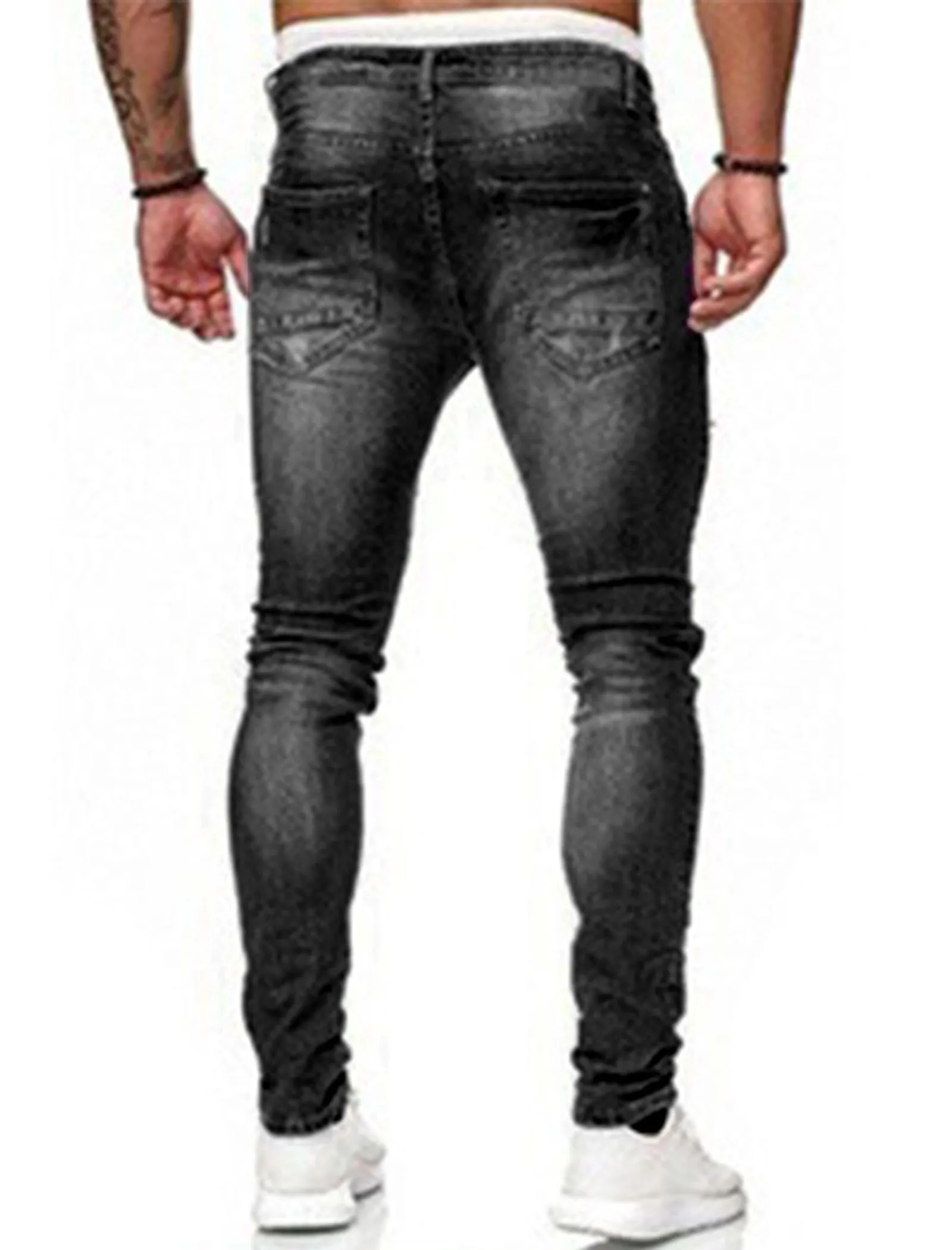 Men's Destroyed Ripped Jeans Stretch Slim Fit Skinny Denim Pants sold by Good American Jeans product image thumbnail 2