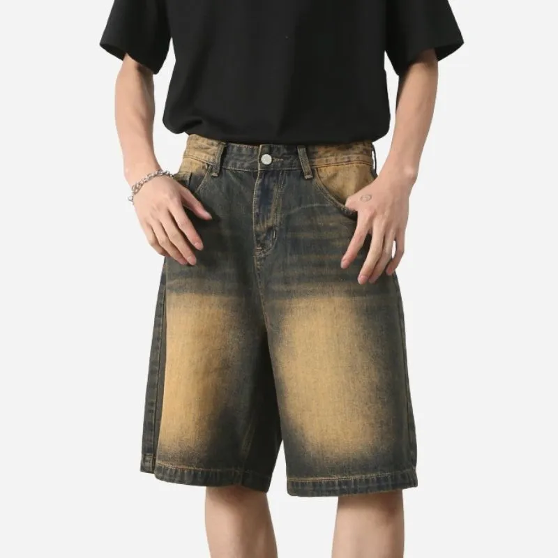Men’s Baggy Jean Shorts Wide Leg Jorts Streetwear Hip Hop Denim Shorts sold by Good American Jeans