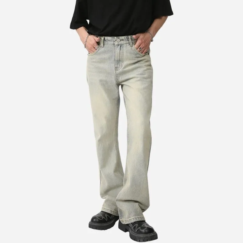 Men‘s Y2K Slim Bootcut Jeans Mid Rise Distressed Flare Denim sold by Good American Jeans