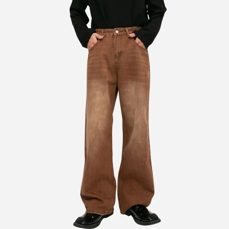 Men’s Wide Leg Straight Baggy Jeans Y2K Streetwear Hip Hop Loose Fit Denim Pants sold by Good American Jeans