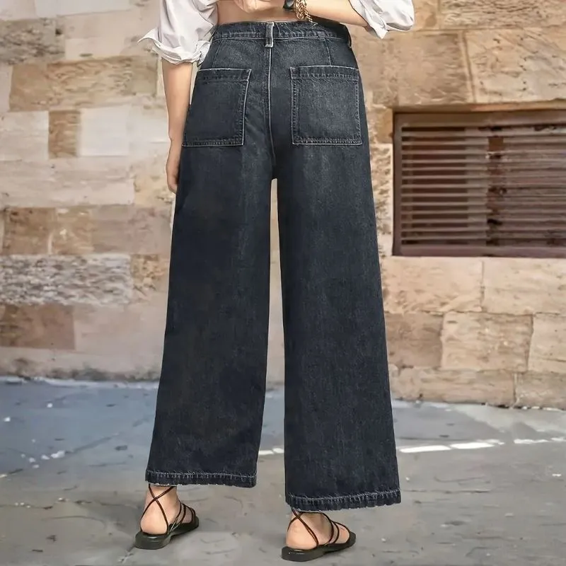 Women's High Waisted Straight Wide Leg Baggy Jeans Stretch Denim Pants sold by Good American Jeans product image thumbnail 2