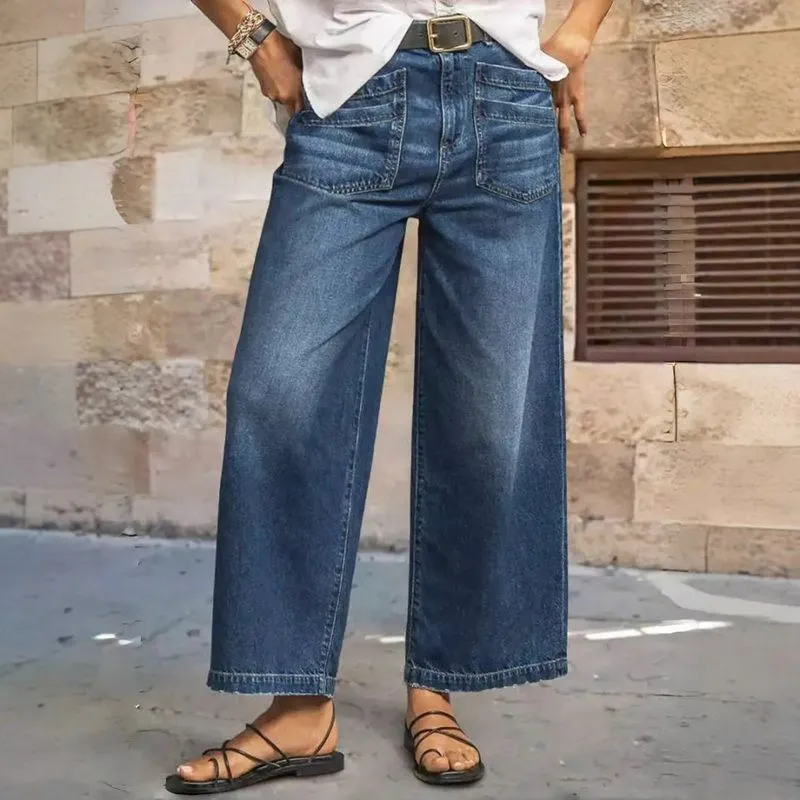 Women's High Waisted Straight Wide Leg Baggy Jeans Stretch Denim Pants sold by Good American Jeans product image thumbnail 4