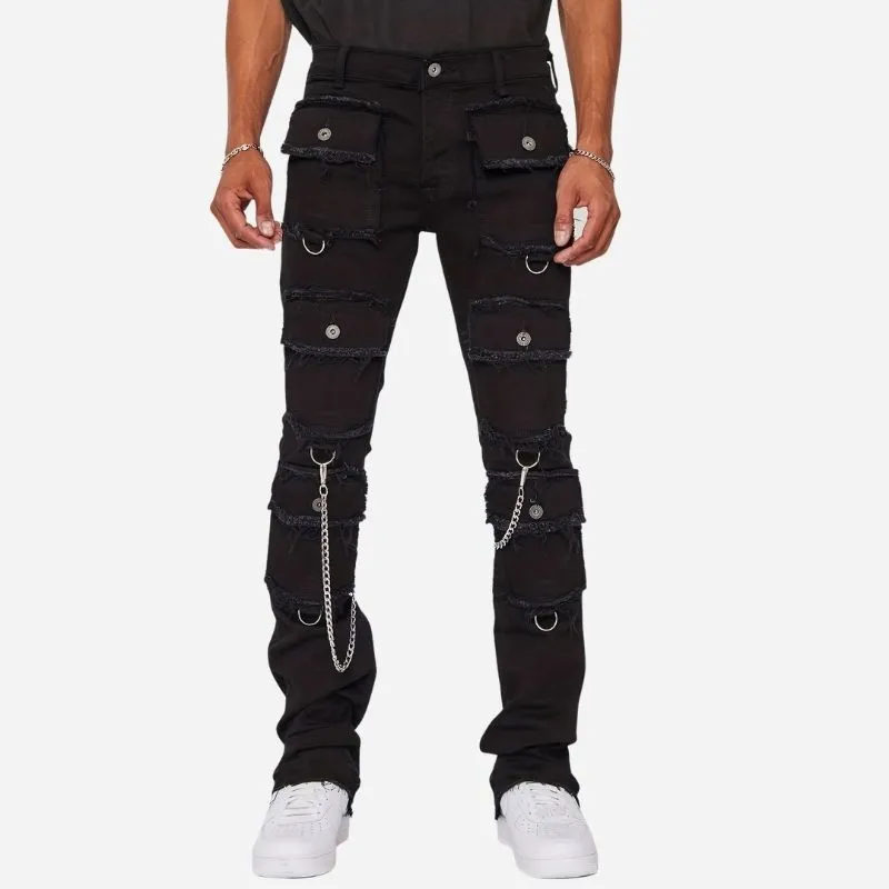 Men's Distressed Cargo Jeans Slim Fit Multi Pocket Streetwear Biker Denim sold by Good American Jeans product image thumbnail 5