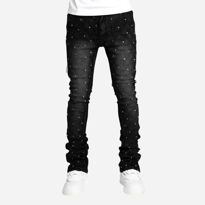 Men's Pearl Studded Stacked Jeans Slim Fit Hip Hop Streetwear Denim Pants sold by Good American Jeans product image thumbnail 3