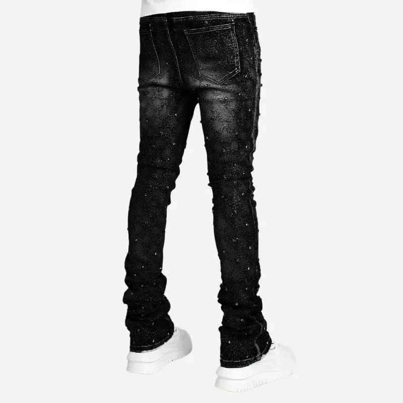 Men's Pearl Studded Stacked Jeans Slim Fit Hip Hop Streetwear Denim Pants sold by Good American Jeans product image thumbnail 4