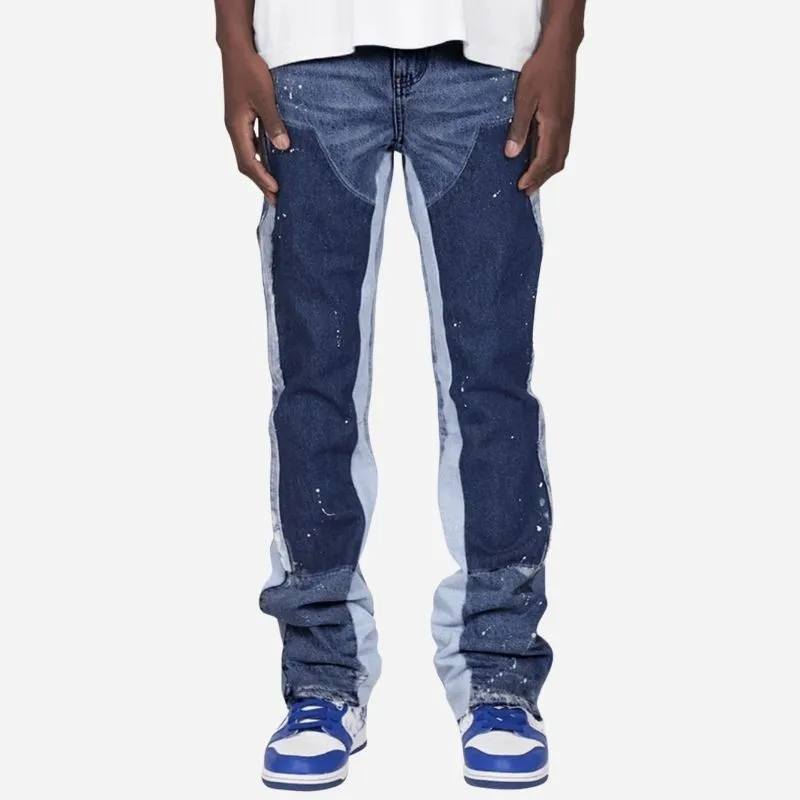 Men's Two Tone Panel Straight Leg Distressed Denim Street Carpenter Jeans sold by Good American Jeans