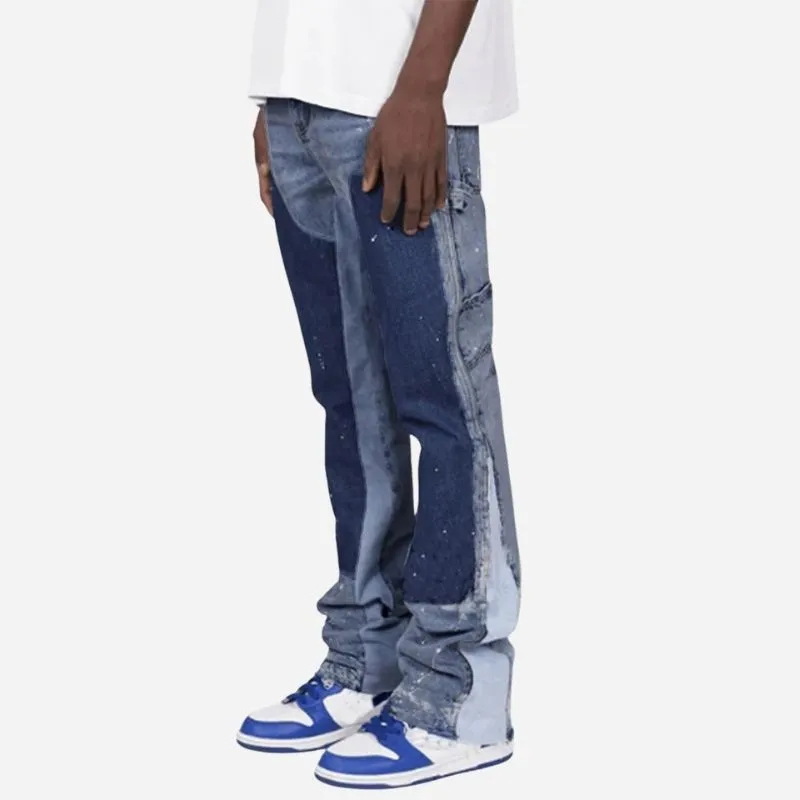 Men's Two Tone Panel Straight Leg Distressed Denim Street Carpenter Jeans sold by Good American Jeans product image thumbnail 3