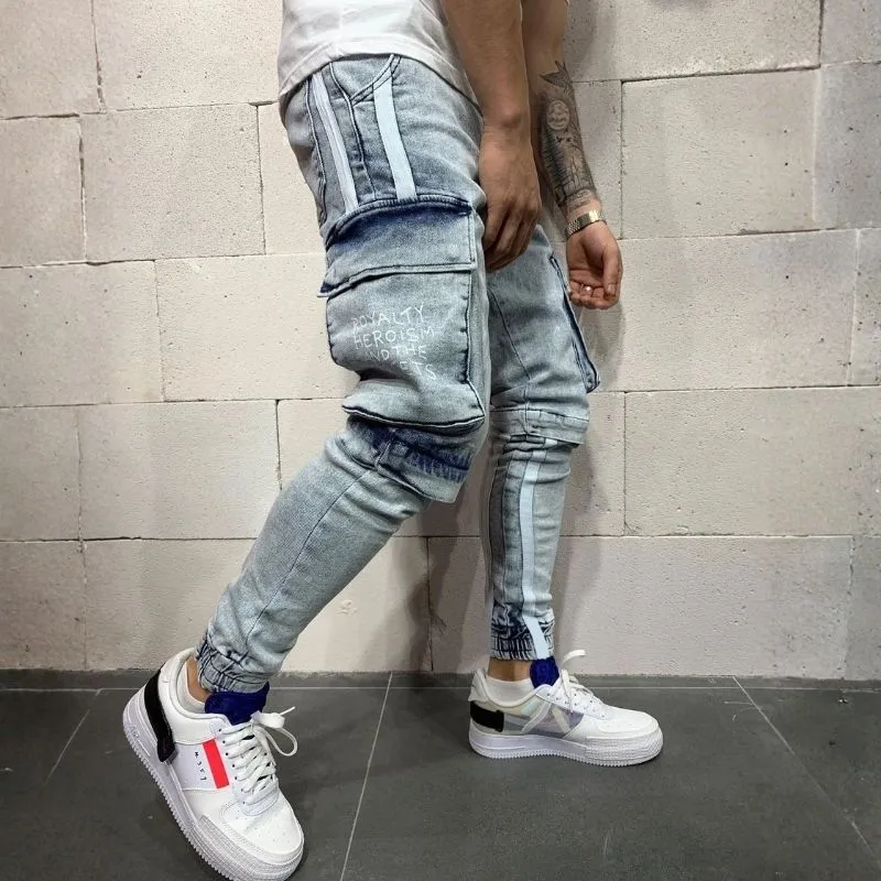 Men's Cargo Distressed Skinny Jeans Street Stretch Denim Jogger Pants sold by Good American Jeans product image thumbnail 2
