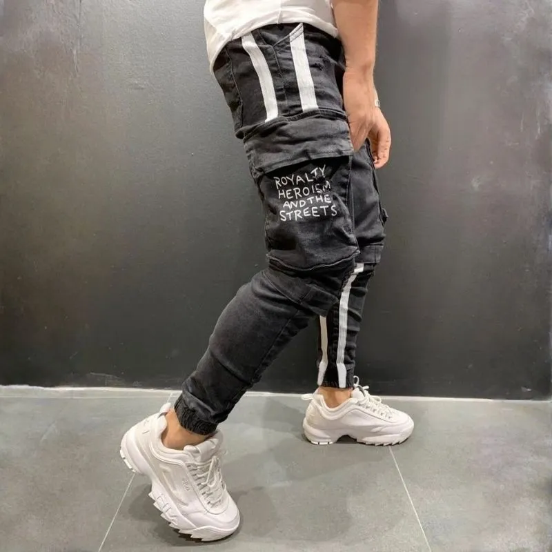 Men's Cargo Distressed Skinny Jeans Street Stretch Denim Jogger Pants sold by Good American Jeans product image thumbnail 5