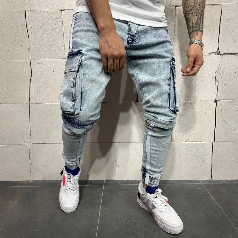 Men's Cargo Distressed Skinny Jeans Street Stretch Denim Jogger Pants sold by Good American Jeans product image thumbnail 3