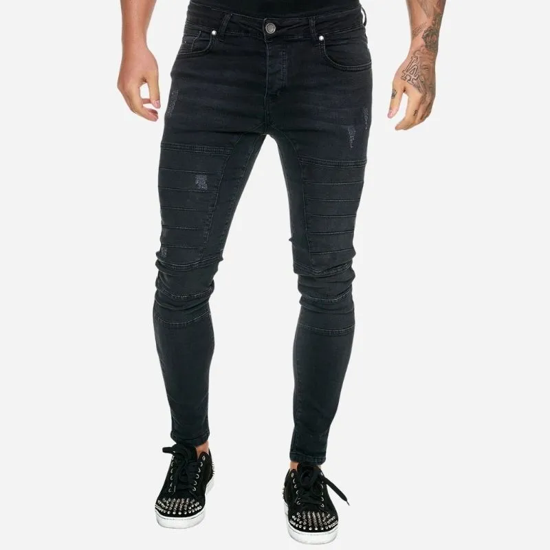 Men's Panel Moto Jeans Biker Style Tapered Leg Stretch Denim Pants sold by Good American Jeans product image thumbnail 5